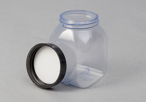 DENIOS Weithalsflaschen aus PVC, eckig, natur-transparent, 500 ml, VE: 16 Stück, 261414