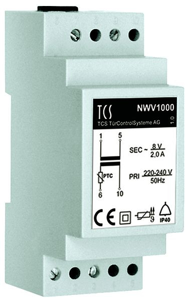 TCS beltransformator 2 A voor AC-voeding, DIN-rail 2 TE, NWV1000-0400