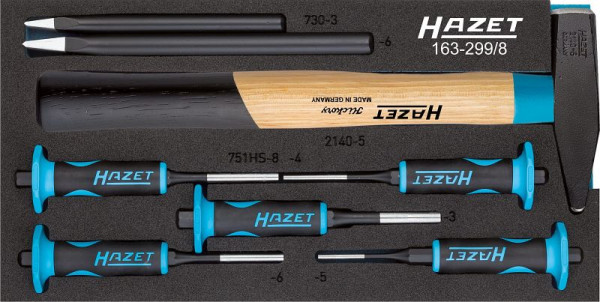 Hazet ponsset, aantal gereedschappen: 8, HAZET Safety Insert System (SIS), afmetingen/lengte: 342 mm x 172 mm, 163-299/8