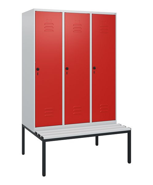 C+P luierkastje Classic PLUS, met onderbank, 3 vakken, 1950x1200x815mm, 7035/3020, draaibare sluiting, 0800505-32 S10032