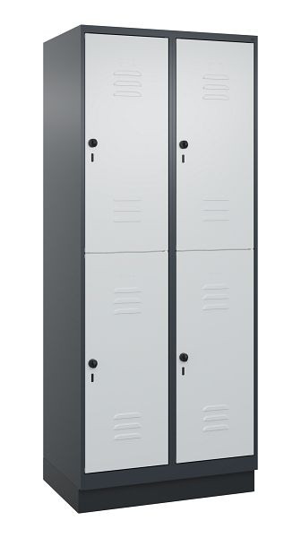 C+P Doppelstöckiger Spind Classic PLUS, Sockel, 2 Abteile, 1950x800x500mm, 7016/7035, 080320-22 S10013
