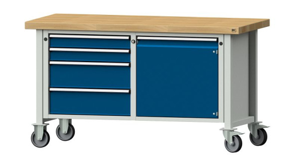 ANKE werkbanken kistwerkbank, model 131 V, 1500 x 700 x 850 mm, RAL 7035/5010, BMP 50 mm, verrijdbaar, 305.710