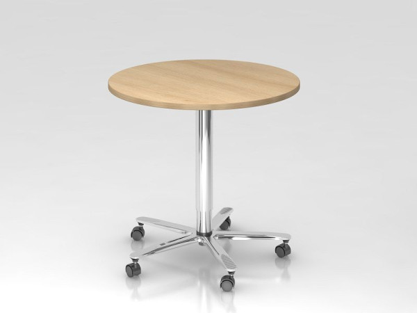 Hammerbacher kolomheftafel 80cm rond eiken/chroom, verchroomd frame, VST08/E/C
