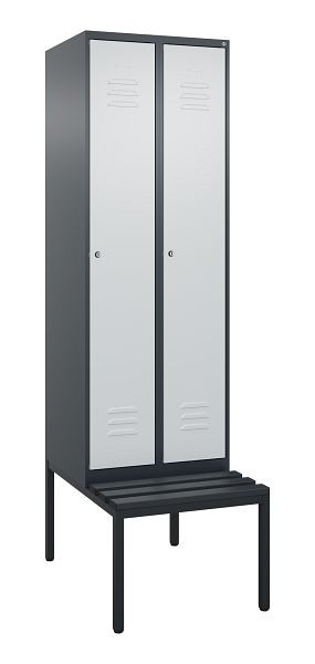 C+P luierkluis Classic PLUS met middenwand, 2 vakken, 2120x600x815mm, 7016/7035, cilindersloten, 0800507-20F S10028