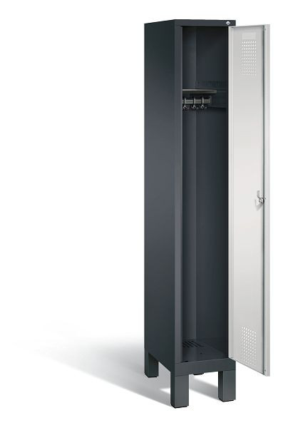 C+P garderobekast Evolo, H1850xB320xD500mm, kleur: zwartgrijs/lichtgrijs, 48010-10 S10076