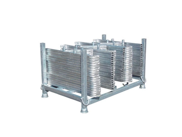 Schake driepootstatief SET 2, 1x stapelpallet van vierkante buis 60x60 mm verzinkt, 1x adapter voor statiefstatief verzinkt, 36x driepootstatiefjes, 50115-5SET