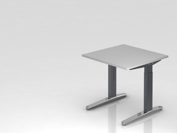Hammerbacher bureau C-poot 80x80cm grijs/grafiet (gepolijst), rechthoekige vorm, VXB08/5/GC