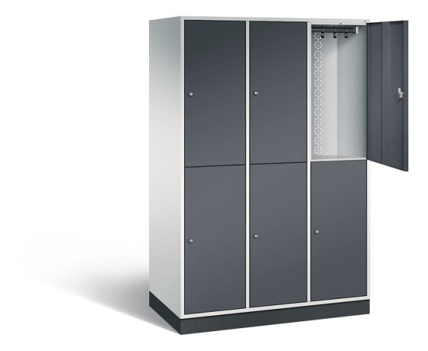 C+P locker dubbellaags XL Intro, H1950xW1220xD590mm, kleur: lichtgrijs/zwartgrijs, 8270-303 S10053