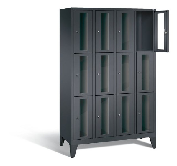 C+P lockerkast Classic, H1850xB1190xD500mm, kleur: zwart-grijs, 8010A403 S10014