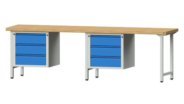 ANKE werkbanken combinatie werkbank, model 736 E, 2800 x 700 x 850 mm, RAL 7035/5012, BMP 50 mm, 511.009