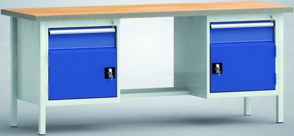 KLW standaard werkbank, 2000 x 700 x 840 mm, met beuken multiplex blad, WS202N-2000M40-E2001