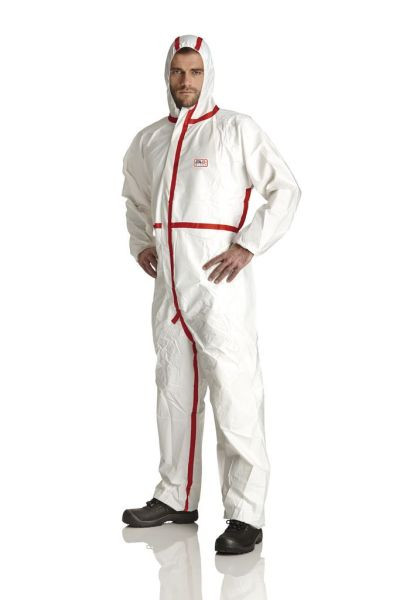 ProSafe 2 Plus overall, capuchon, type 4, antistatisch, wit, rood getapete naden, maat 3XL, VE: 50 stuks, PS2P-3XL