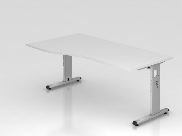 Hammerbacher bureau C-poot 180x100/80cm wit/zilver, werkhoogte 65-85 cm, VOS18/W/S