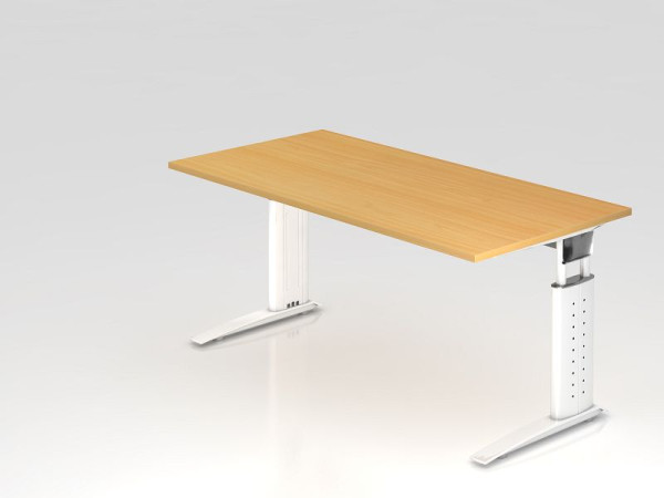 Hammerbacher bureau C-poot 160x80cm beuken/wit, werkhoogte 68-86 cm verstelbaar, VUS16/6/W