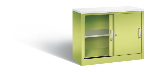 C+P dressoir met schuifdeuren Acurado, H720xB1000xD400mm, kleur: Viridin groen / Viridin groen, beugelgreep, 2 niveaus, 5725-00 S10045