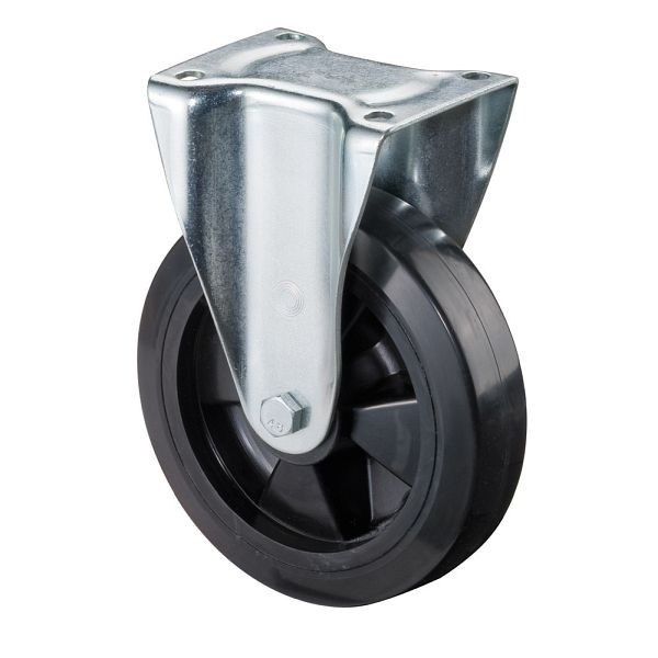 BS Rolls Zwaarlastwiel, bokwiel, wielbreedte 50 mm, wiel-Ø 200 mm, draagvermogen 350 kg, zwarte elastische banden, kunststof, rollager, N110.B60.200