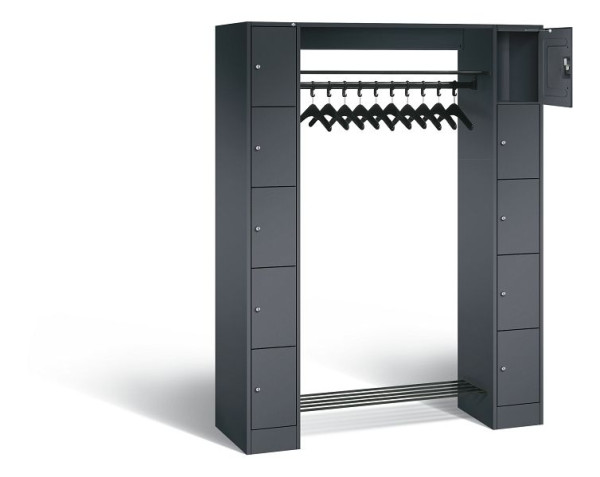 C+P open garderobe serie 8070, H1950xB1430xD480mm, kleur: zwart-grijs, 80710-00 S10031