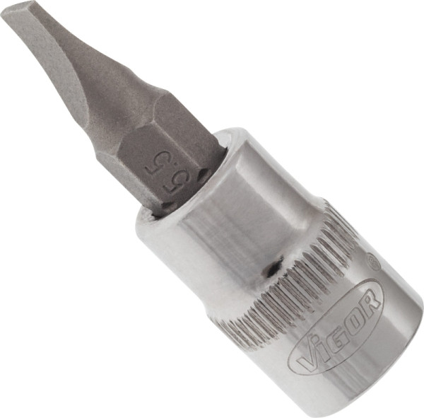VIGOR schroevendraaierbit, hol vierkant 6,3 mm (1/4 inch), sleufprofiel, 1 x 5,5 mm, V2428N