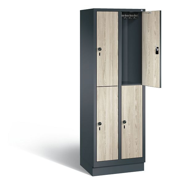 C+P locker dubbeldekker Evolo, H1800xB610xD500mm, kleur: antracietgrijs / decor Sen-ash, 48320-20 S10621