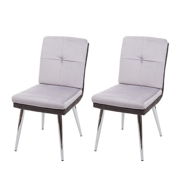 Mendler HWC-G48 set van 2 eetkamerstoelen, keukenstoelen, gestoffeerde fauteuils, imitatieleer fluweel, grijs, 71556