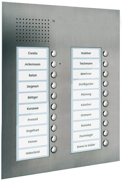 TCS audio buitenstation serie PUK 20 belknoppen (rechts uitgelijnd), 2 kolommen, UP RVS, PUK20/2-ES