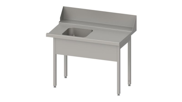 Stalgast voertafel, korfgeleiding met afschot, met 1 bak, 900x750x880mm, montagezijde rechts, opstand: 200mm, bakafdekking, gelast, VZL09713RA