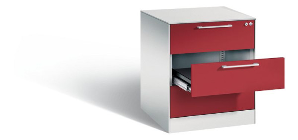 C+P archiefkast Asisto, H710xB562xD600mm, kleur: lichtgrijs/robijnrood, beugelgreep, 146274-322 S10068