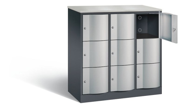 C+P lockerkast Resisto, H1255xB1148xD540mm, kleur: zwart-grijs/wit aluminium, 8573-372 S10683