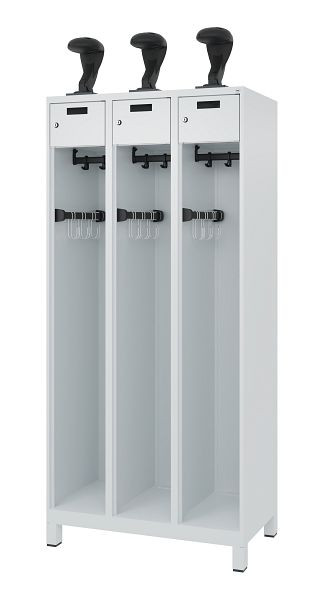 C+P brandweerkast Evolo, model PRAKTUS, 3 compartimenten, H1850B900T500 mm, lichtgrijs, voeten, 0492015-30 S10006