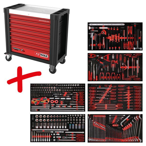 KS Tools PERFORMANCEplus werkplaatswagenset P25, met 416 gereedschappen en 6 laden, 825.6416