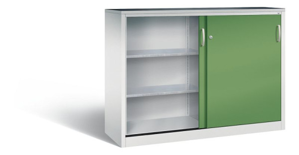 C+P schuifdeurkast Acurado, H1200xB1600xD500mm, kleur: lichtgrijs / reseda groen, beugelgreep, 2157-09 S10022
