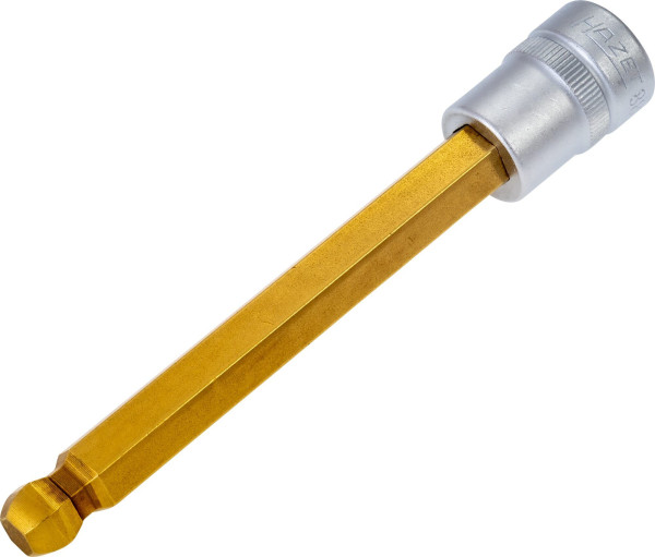 Hazet schroevendraaierdop, hol vierkant 10 mm, binnenzeskant profiel, 10 mm, lange uitvoering met kogelkop, 8801KK-10