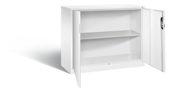 C+P kantoorkast Acurado, H1000xB1200xD500mm, kleur: verkeerswit, verzonken handgreep, 2 niveaus, 9486-1200 S10311