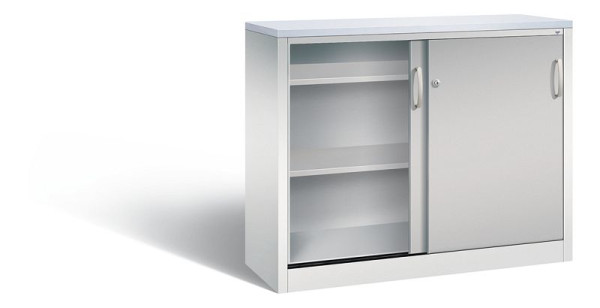 C+P dressoir met schuifdeuren Acurado, H1000xB1200xD400mm, kleur: lichtgrijs/wit aluminium, beugelgreep, 2046-00 S10214