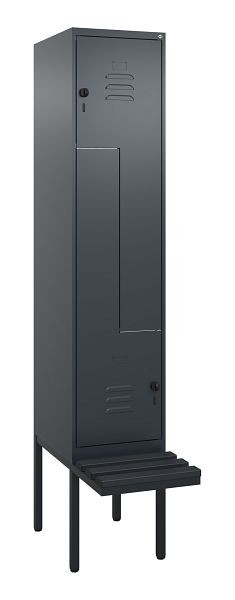 C+P Z-Spind Classic PLUS, Bank, 2 Abteile, 2120x400x815mm, 7016/7016, Drehriegel, 0800437-122 S10042