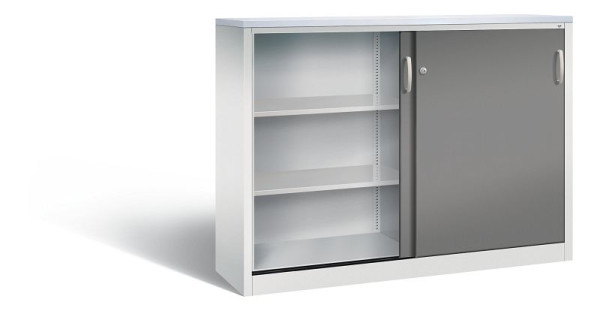 C+P dressoir met schuifdeuren Acurado, H1200xB1600xD400mm, kleur: lichtgrijs/vulkaangrijs, beugelgreep, 3 niveaus, 2147-1200 S10307