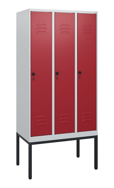 C+P Umkleidespind Classic PLUS, Gestell, 3 Abteile, 1950x900x500mm, 7035/3003, Drehriegel, 0800305-30 S10001