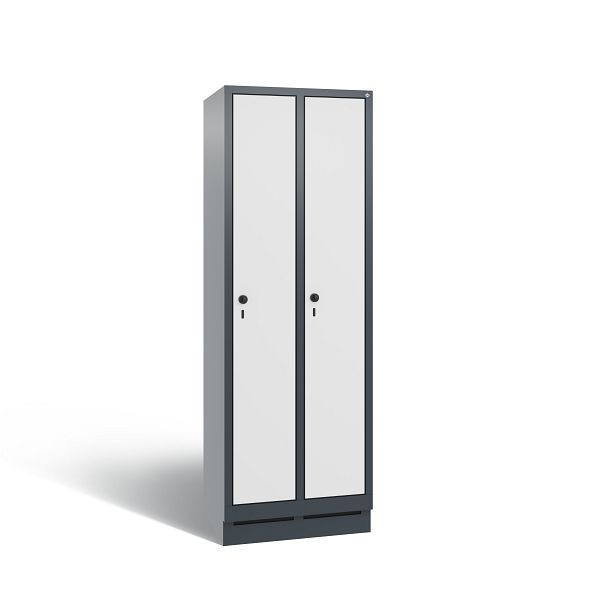 C+P locker Evolo, 2 compartimenten, H1800B610T500 mm, Antraciet/HPL wit, 48020-20B S10053