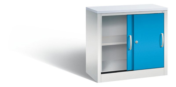 C+P dressoir met schuifdeuren Acurado, H720xB800xD400mm, kleur: lichtgrijs/lichtblauw, beugelgreep, 2 niveaus, 5722-00 S10351