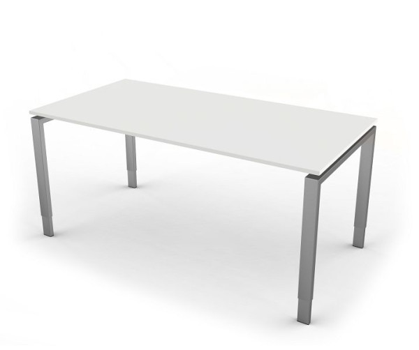 Kerkmann bureau met 4-pootsframe, vorm 5, B 1600 x D 800 x H 680-820 mm, wit, 11413110