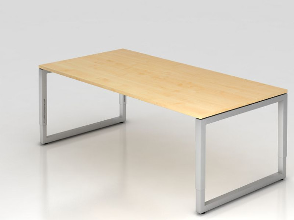 Hammerbacher bureau O-voet vierkant 200x100cm esdoorn, rechthoekige vorm met zwevend tafelblad, VRS2E/3/S