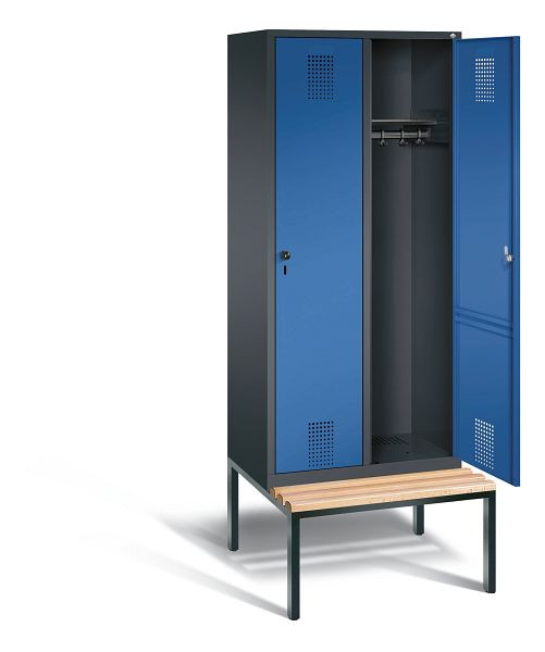 C+P Evolo garderobe, H2090xW810xD815mm, kleur: zwartgrijs / gentiaanblauw, 48050-22 S10171