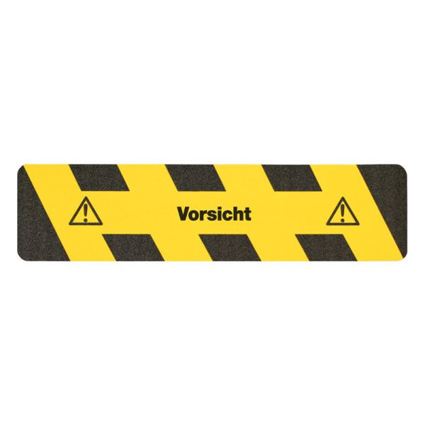 m2 antislipbekleding Waarschuwingsmarkering zwart/geel met tekst "Let op" Strepen 150x610mm, M151500610