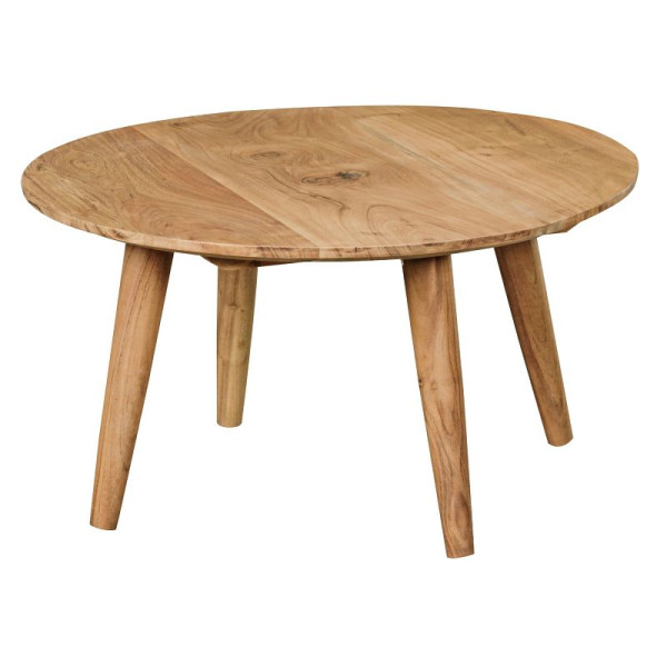 Wohnling salontafel BOHA massief acaciahout, rond Ø75 x 40 cm, met 4 poten in landhuisstijl, WL1.844