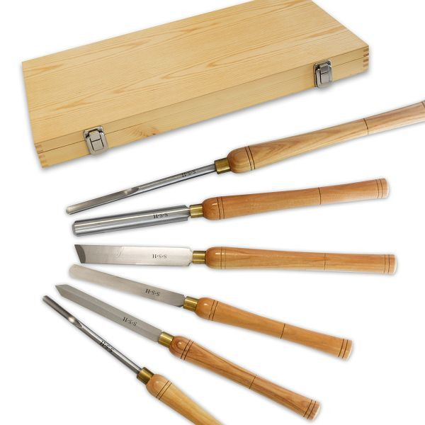 BAMATO HSS-draaigereedschappen 6 stuks in houten kist, WLHSS6TLG