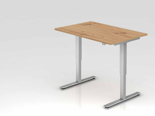 Hammerbacher bureau XMST12, 120 x 80 cm, blad: knoestig eiken, 25 mm dik, 2 mm ABS rand, rechthoekige vorm, VXMST12/R/S