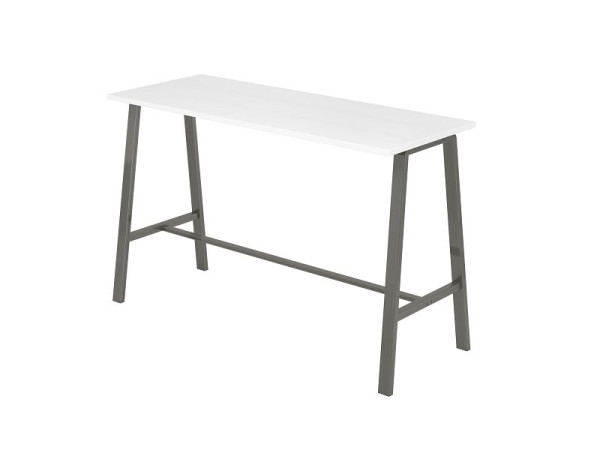 Hammerbacher Meeting Point A-foot 17, plaat: wit, 25mm, ABS dikke rand, frame: matte blanke lak 6x3cm, ruw staal, voetsteun: rechthoekige buis 4x2cm, VMPA17/W/T