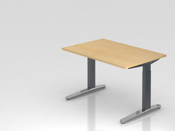 Hammerbacher bureau C-onderstel 120x80cm esdoorn/grafiet (gepolijst), rechthoekige vorm, VXB12/3/GC