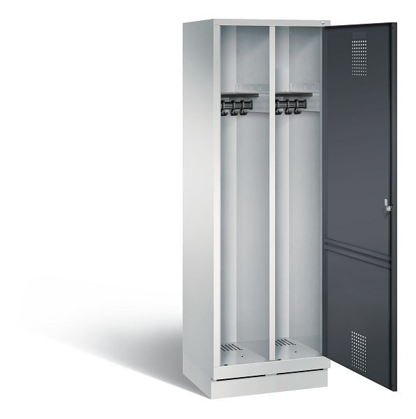 C+P zwart wit kastje Evolo, H1800xB610xD500mm, kleur: lichtgrijs / zwartgrijs, 48220-20 S10035