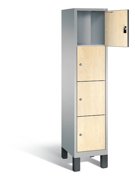 C+P lockerkast Evolo, H1850xB420xD500mm, kleur: wit aluminium / Donau esdoorn decor, 48010-124 S10131